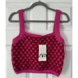 Zara New With Tags Women's Pink Knit Wool Blend Tank Top Size Large